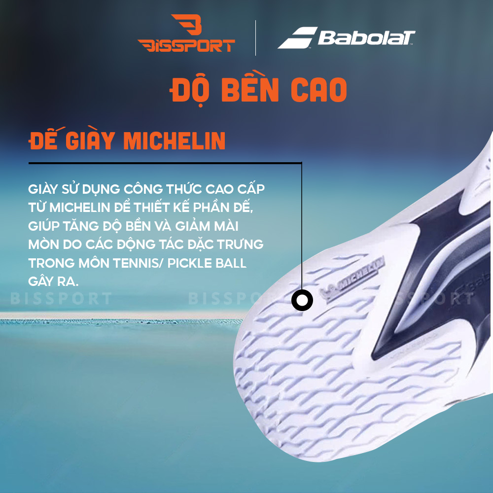 Giày Tennis/Pickleball Babolat Jet Tere 2 Wimbledon Men Trắng Xanh Chính Hãng - Đế Bám Mọi Sàn - Độ Chống Chấn Cao