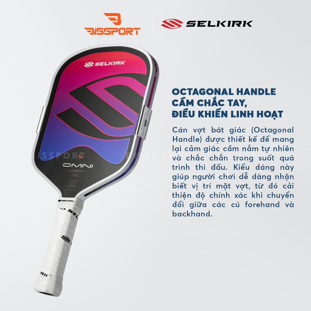 Vợt Pickleball Selkirk OMNI Chính Hãng - Elongate - Tím - Lõi Foam - Tăng Độ Ổn Định - Mặt Carbon Bền Bỉ - Ổn Định