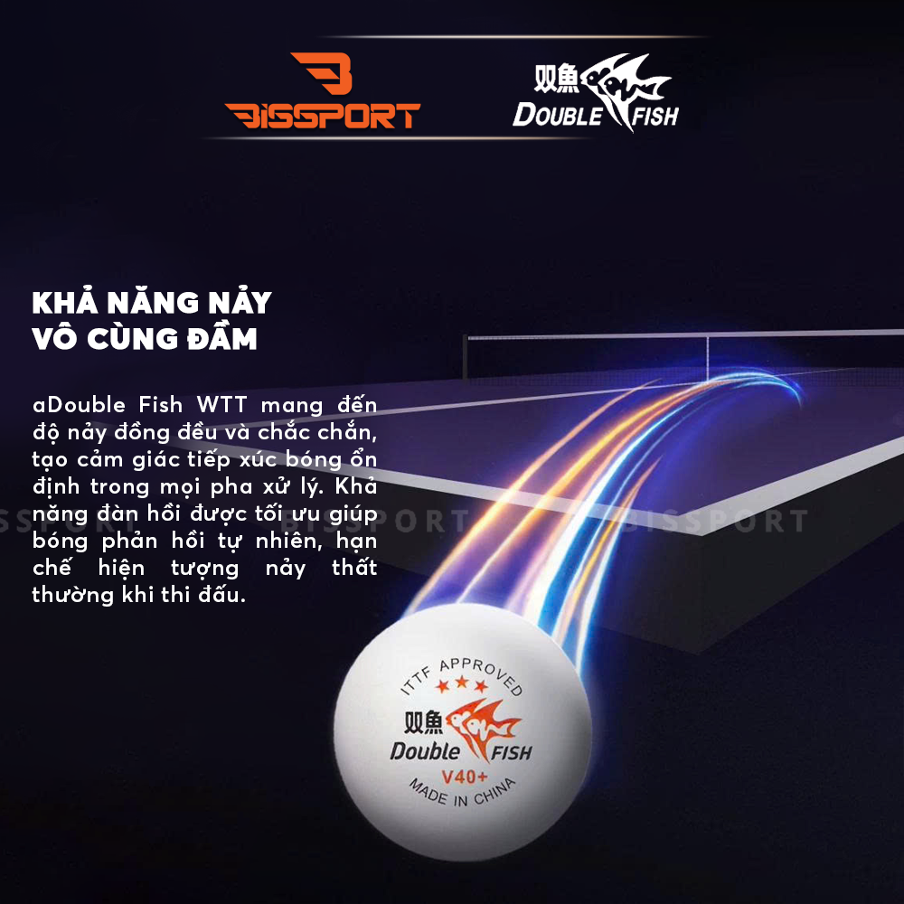 Hộp 6 Quả Bóng Bàn Double Fish WTT 40+ Chính Hãng - 3 Sao - Tiêu Chuẩn Thi Đấu. Hiệu Suất Đồng Nhất