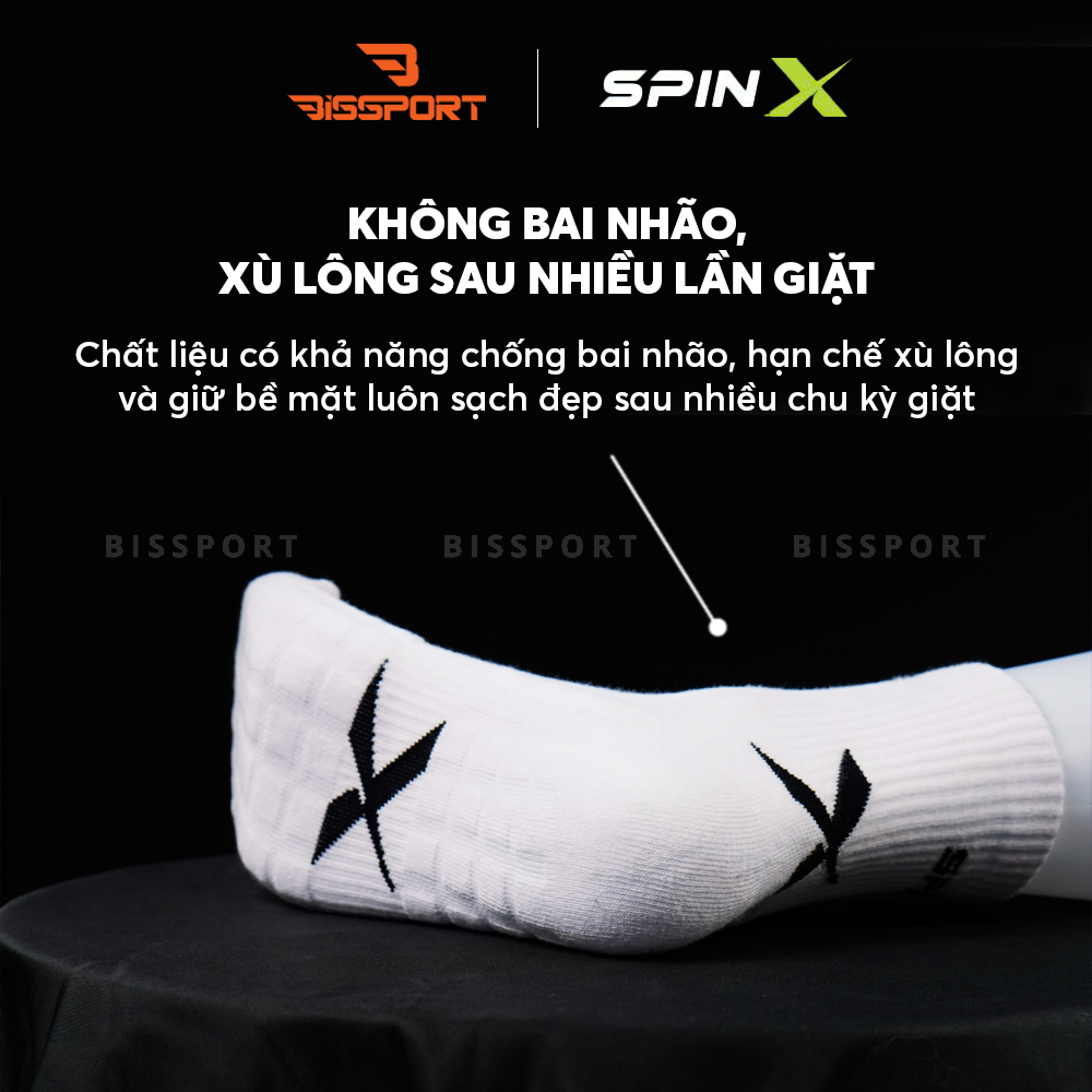 Vớ Thể Thao Pickleball / Tennis SpinX Grip Court Trắng Chính Hãng - Co Giản - Êm Ái - Thoáng Khí - Chống Trượt - Ổn Định