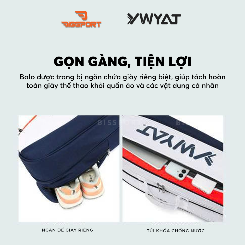Túi Cầu Lông YWYAT C309 Chính Hãng - Trắng Cam - 2 Chính 2 Ngăn Phụ - Ngăn Để Giày - Chắc Chắn - Tiện Lợi - Dung Tích Chứa Lớn
