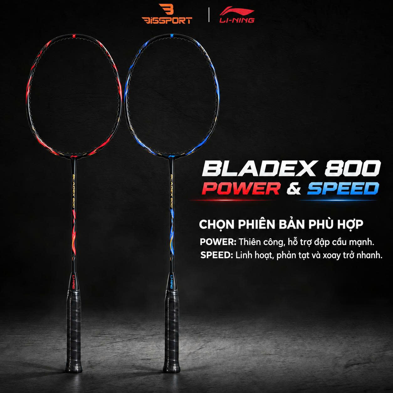 Vợt Cầu Lông Lining BladeX 800 Speed Chính Hãng - Nhanh - Linh Hoat - Thoát Cầu Tốt - Giảm Rung - Ổn Định -
