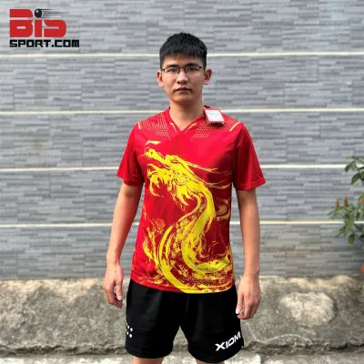 Áo Bóng Bàn Cầu Lông Li-ning Ma Long 6089A Nam Chính Hãng Cao Cấp( Đỏ Họa Tiết Rồng Vàng ) - Cực Chất