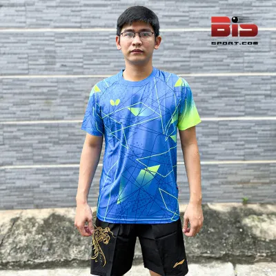 Áo Bóng Bàn Butterly Xanh F1 Nam - Cao Cấp Chính Hãng - Loại Không Cổ - Chất Vải Thoáng Mát - Siêu Thấm Hút Mồ Hôi