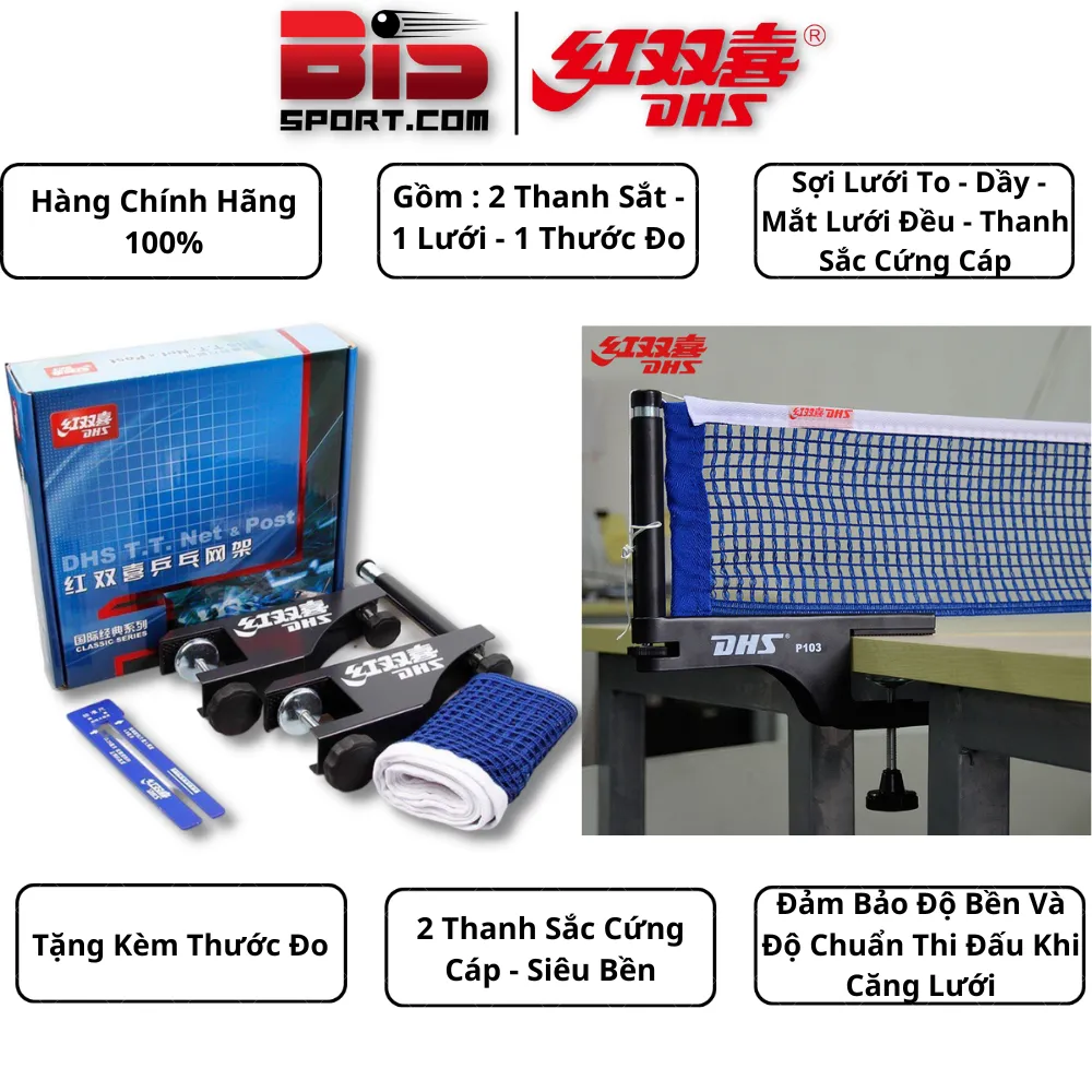 Cọc Lưới Bóng Bàn Cao Cấp DHS P103 - Hàng Chính Hãng
