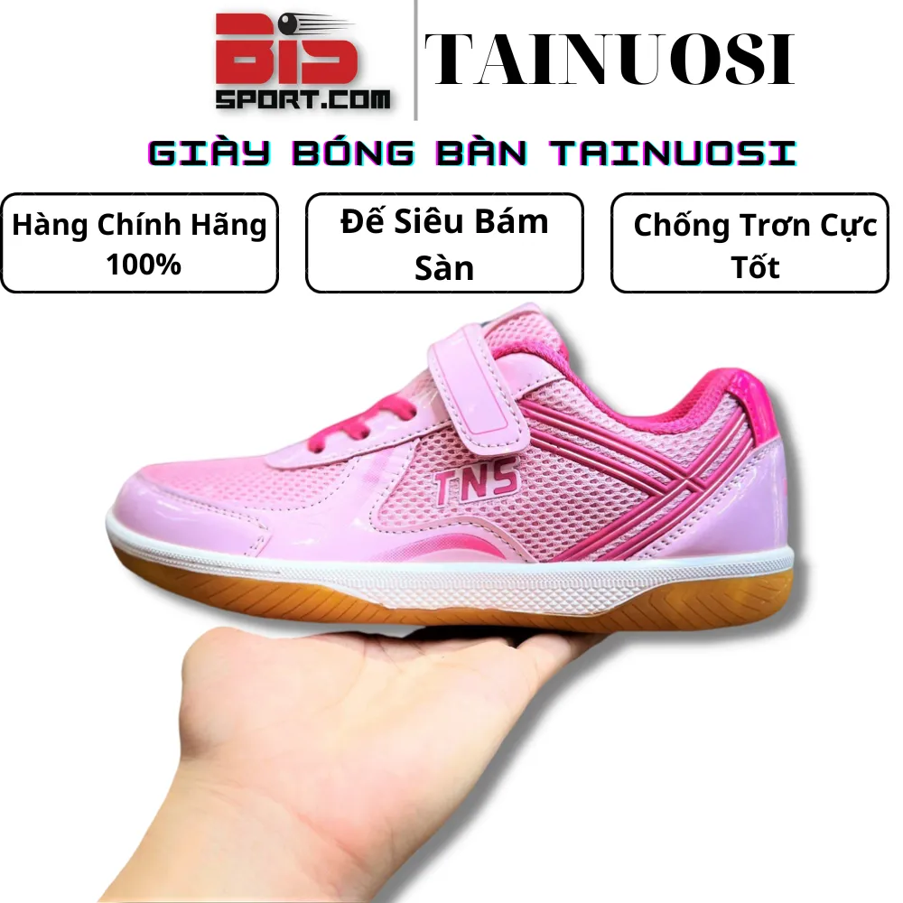 Giày Bóng Bàn Trẻ Em Tainuosi TNS Cao Cấp Chính Hãng - Hồng Baby - Hỗ Trợ Chống Trơn Trượt Cao - Siêu Bám Sàn