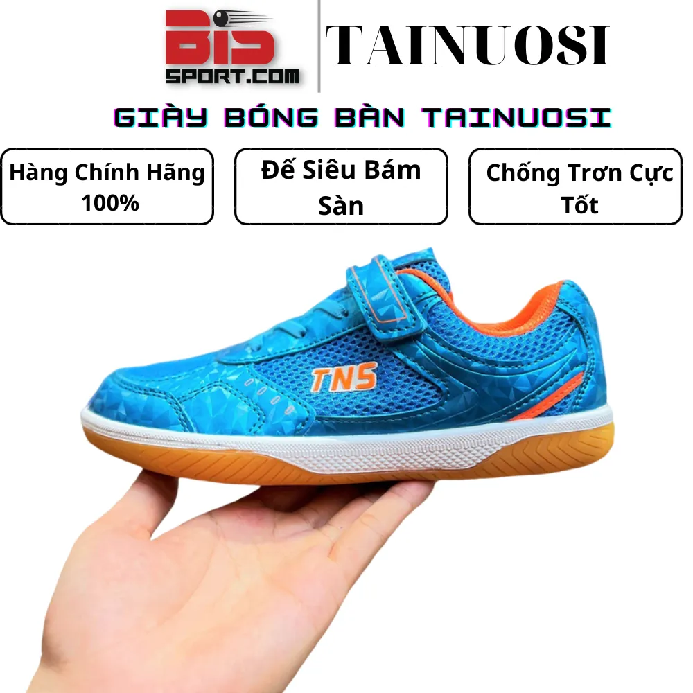 Giày Bóng Bàn Trẻ Em Tainuosi TNS Cao Cấp Chính Hãng - Xanh Ngọc - Hỗ Trợ Chống Trơn Trượt Cao - Siêu Bám Sàn