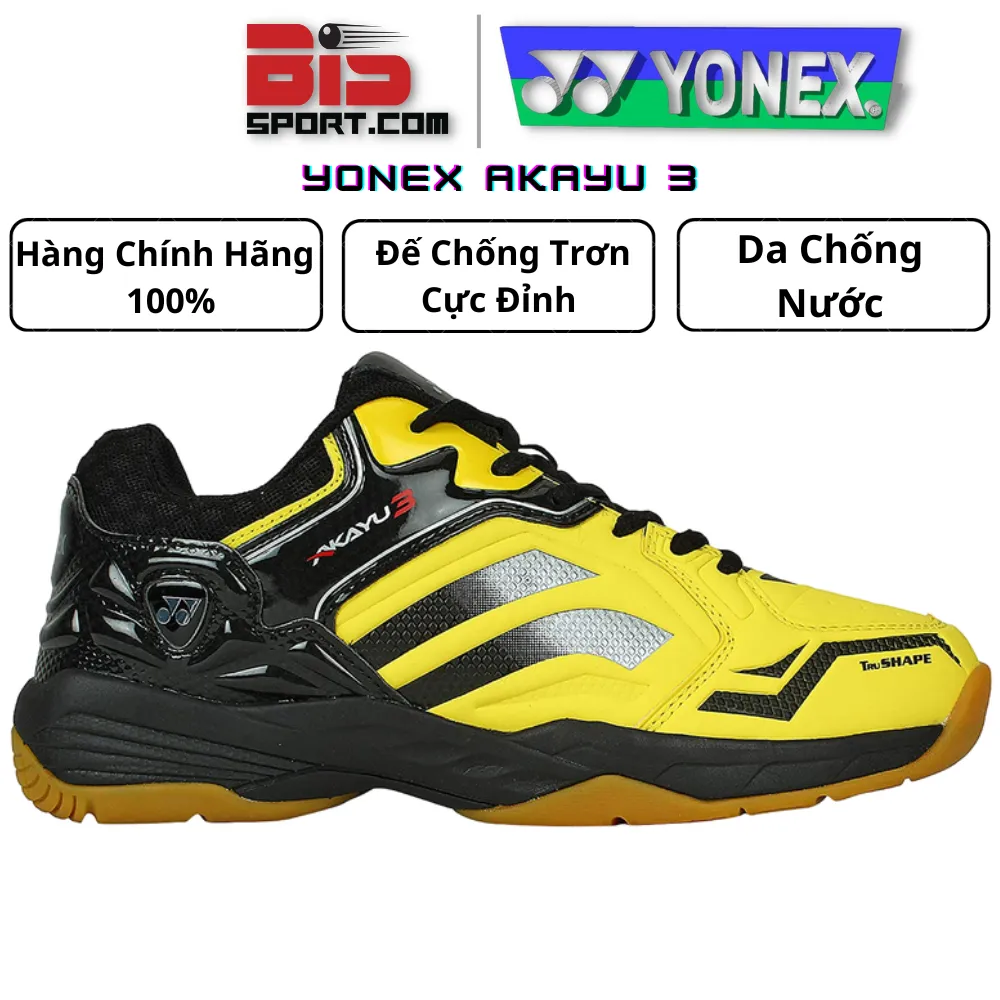 Giày Thể Thao Cầu Lông Yonex Akayu 3 Vàng Đen - Hàng Chính Hãng Nhật Bản - Chống Nước Cực Cao