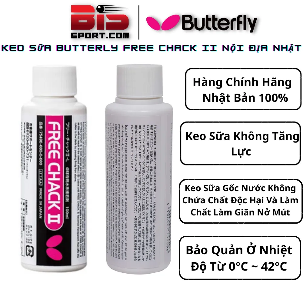 Keo Sữa Butterfly Free Chack II ( Loại 100ml ) - Keo Sữa Không Tăng Lực - Hàng Nội Địa Nhật 100% - Made In Japan