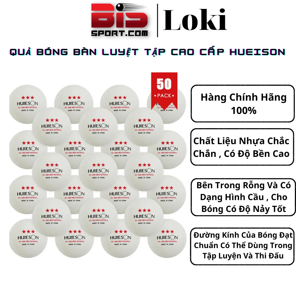 Quả Bóng Bàn Tập Luyện Hueison Cao Cấp Chuẩn 3 sao 40+ - Hàng Chính Hãng