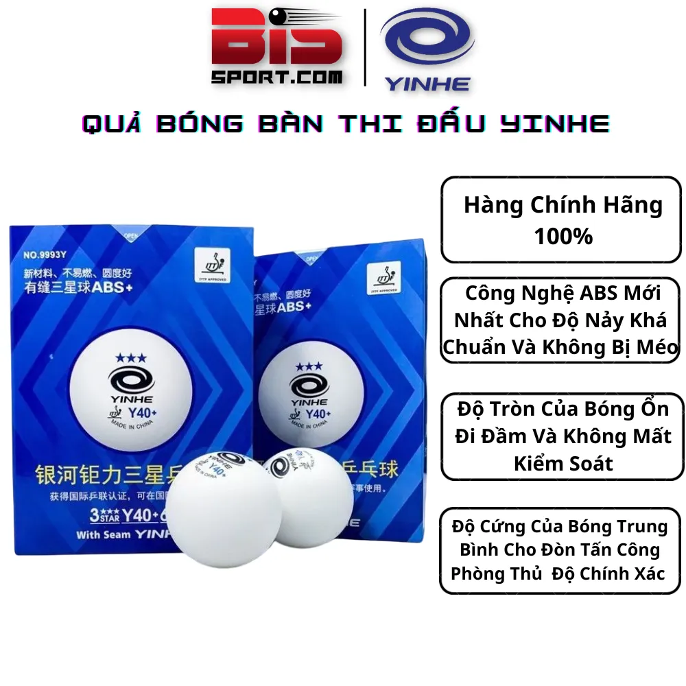 Quả Bóng Bàn Thi Đấu Yinhe Y40+ - Hộp 6 Quả 3 Sao Chuẩn Thi Đấu Thế Giới - Chính Hãng