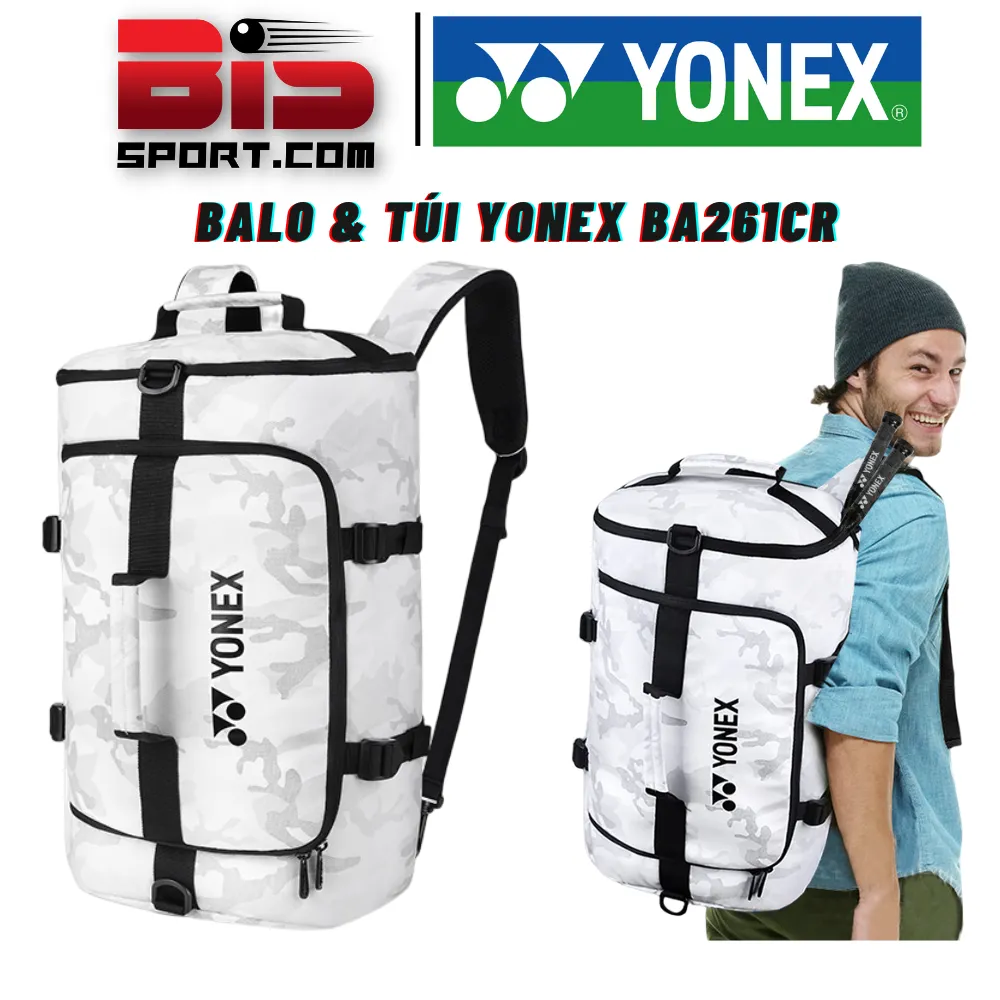 Balo & Túi Cầu Lông Yonex BA261CR Trắng Chính Hãng - Thiết Kế Mới Đeo Được Nhiều Kiểu - Túi To Rộng Hơn 5 Ngăn