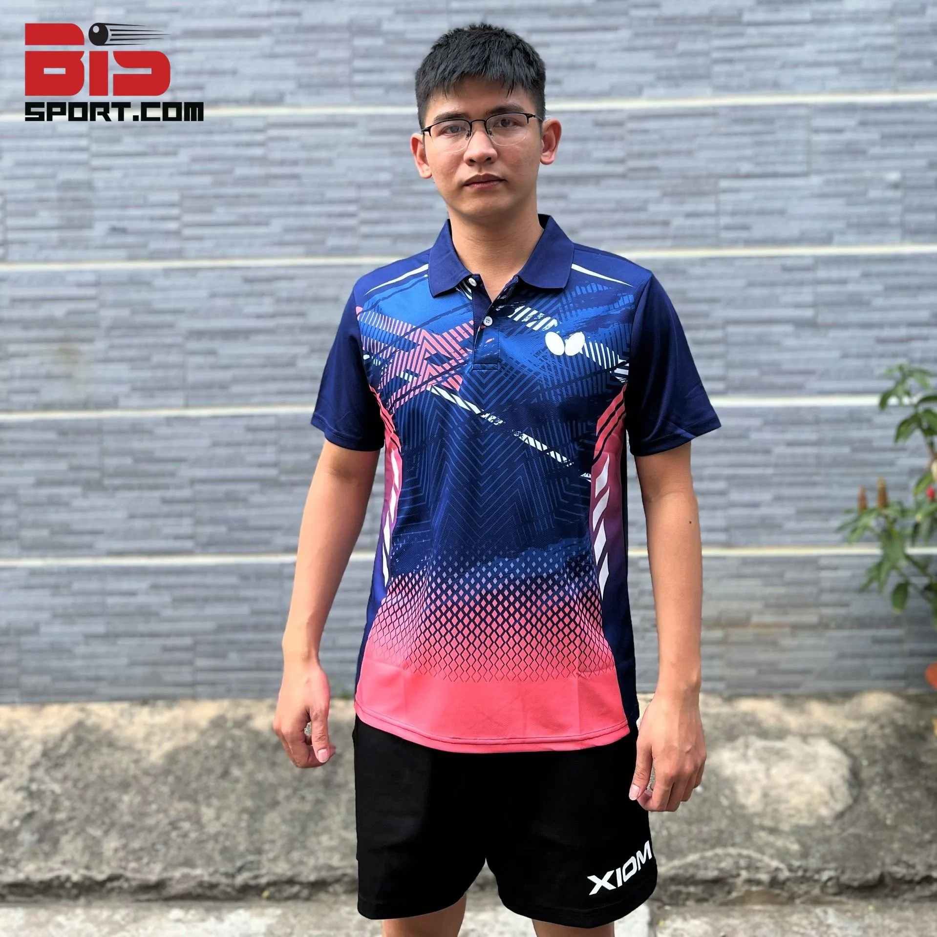 Áo Bóng Bàn Butterfly Có Cổ 36203 Nam Cao Cấp Loại F1 - Màu Xanh hồng