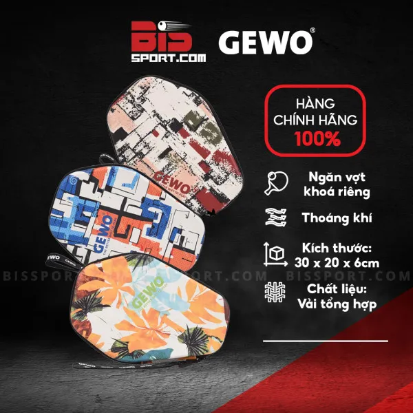 Bao Vợt Bóng Bàn Gewo 2024 Chính Hãng - Chống Thấm Nước, Chống Va Đập, Trầy Xước, Đựng Tới 2 Vợt, Nổi Bật, Bao Đẹp