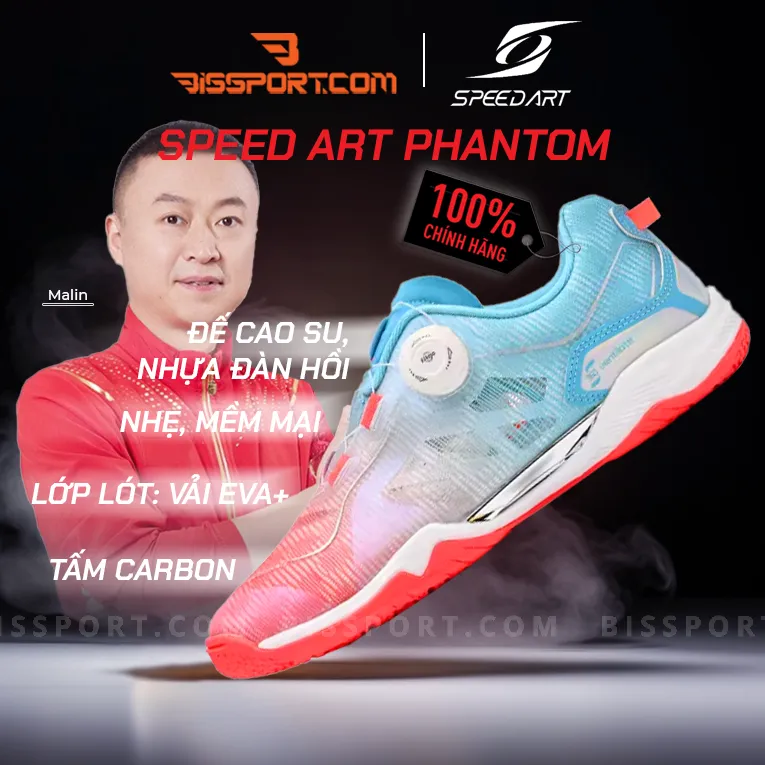 Giày Bóng Bàn Speed Art Phantom Boa Đỏ Xanh Chính Hãng - Tốc Độ Siêu Việt, Hiệu Suất Tối Ưu, Đàn Hồi Cực Tốt