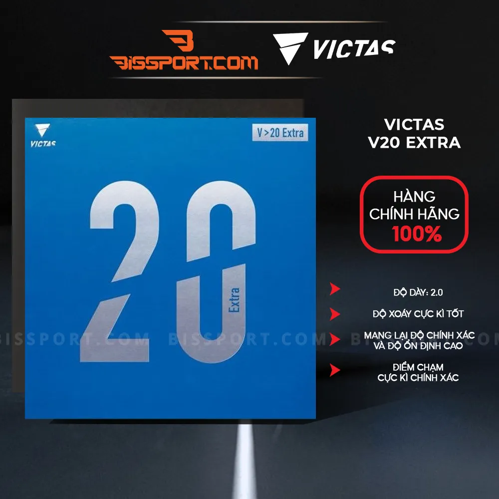 Mặt Vợt Bóng Bàn Victas V20 Extra 47 Độ Chính Hãng - Ổn Đinh, Kiểm Soát Hoàn Hảo, Tạo Ra Những Cú Đánh Xoáy Uy Lực