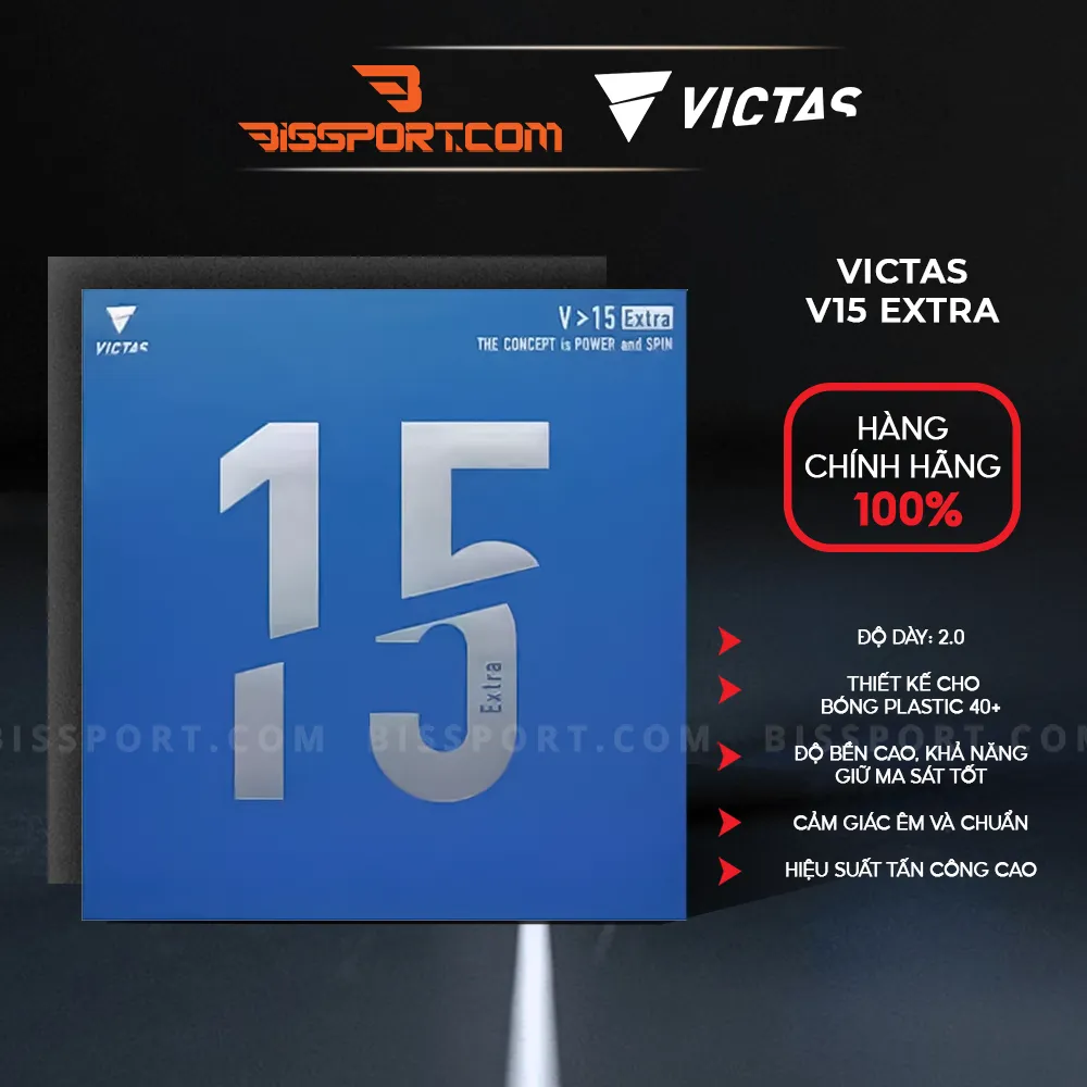 Mặt Vợt Bóng Bàn Victas V15 Extra Chính Hãng - Sức Tấn Công Mạnh Mẽ, Uy Lực, Độ Xoáy Cao, Kiểm Soát Tốt