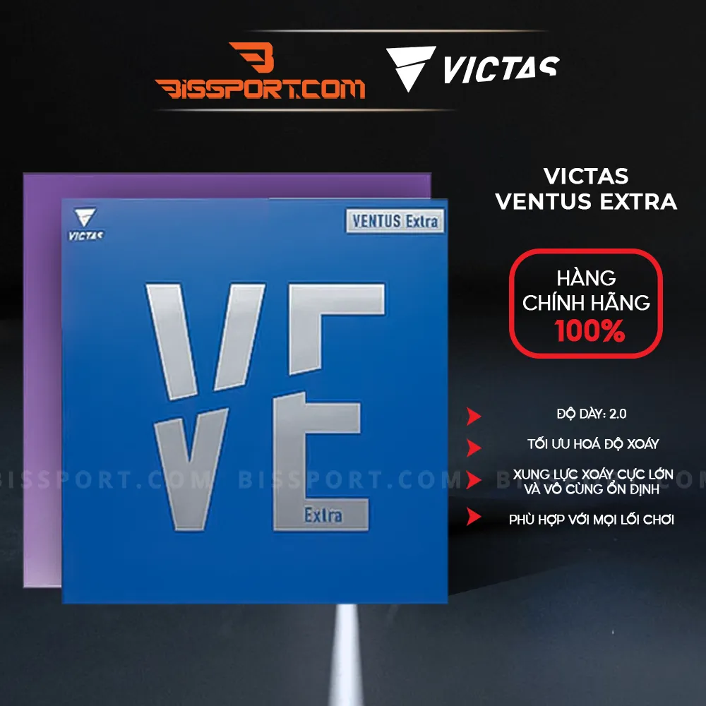 Mặt Vợt Bóng Bàn Victas Ventus Extra Tím/ Đen/ Đỏ Chính Hãng - Tốc Độ Mạnh Mẽ, Độ Xoáy Tuyệt Vời, Kiểm Soát Vượt Trội