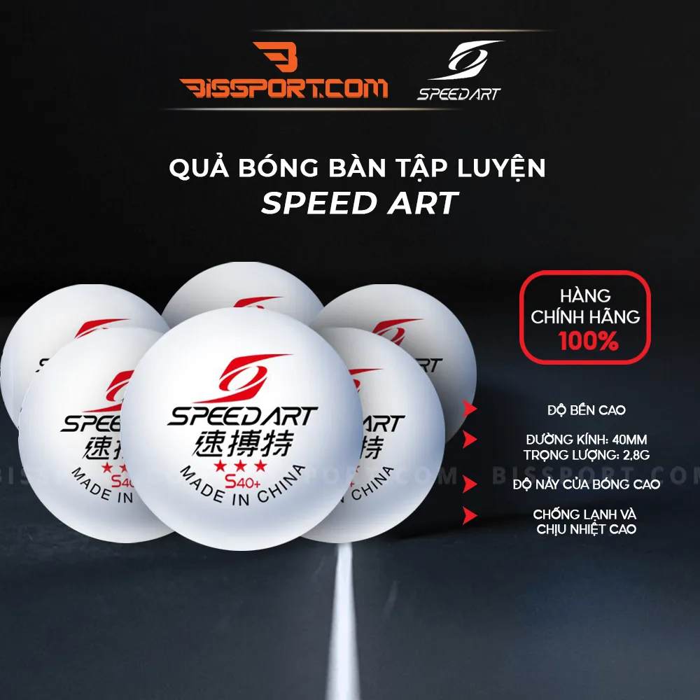 Quả Bóng Bàn Tập Luyện Speed Art Chính Hãng - 100 Quả Bóng Trắng - Tiêu Chuẩn ITTF Tập Luyện
