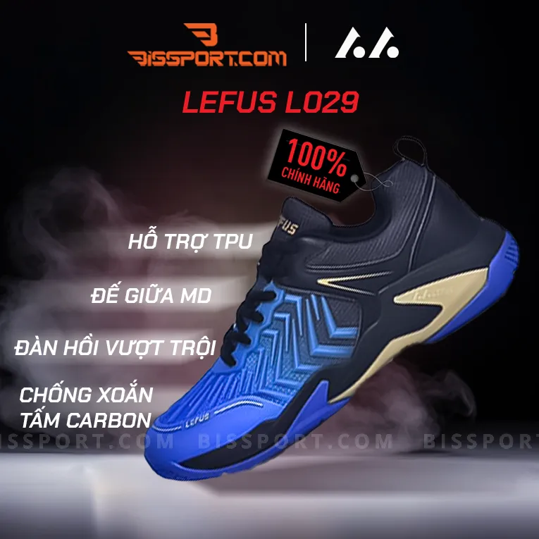 Giày Cầu Lông Lefus L029 Xanh Đen Chính Hãng - Giày Ôm Khít Cổ Chân, Êm Ái, Bền Bỉ, Tự Tin, Lựa Chọn Hoàn Hảo