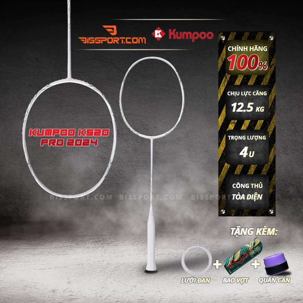Vợt Cầu Lông Kumpoo K520 Pro 2024 Trắng Hồng Chính Hãng - Phiên Bản K520 Pro Màu Mới Nhất 2024