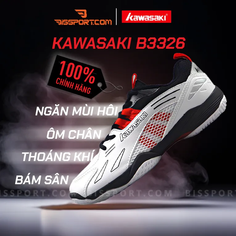 Giày Kawasaki B3326 Trắng Đỏ