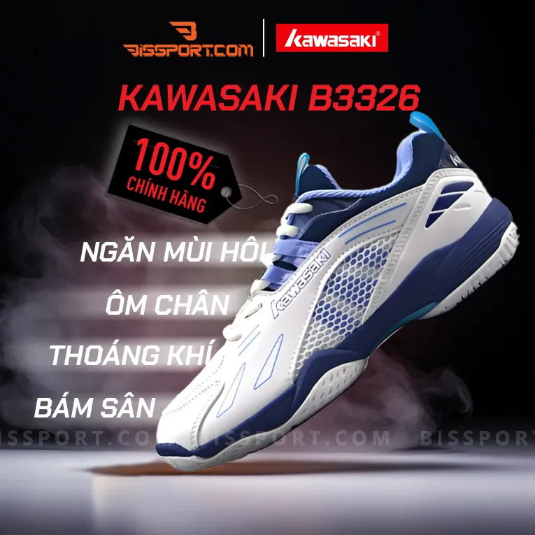 Giày Kawasaki B3326 Trắng Xanh