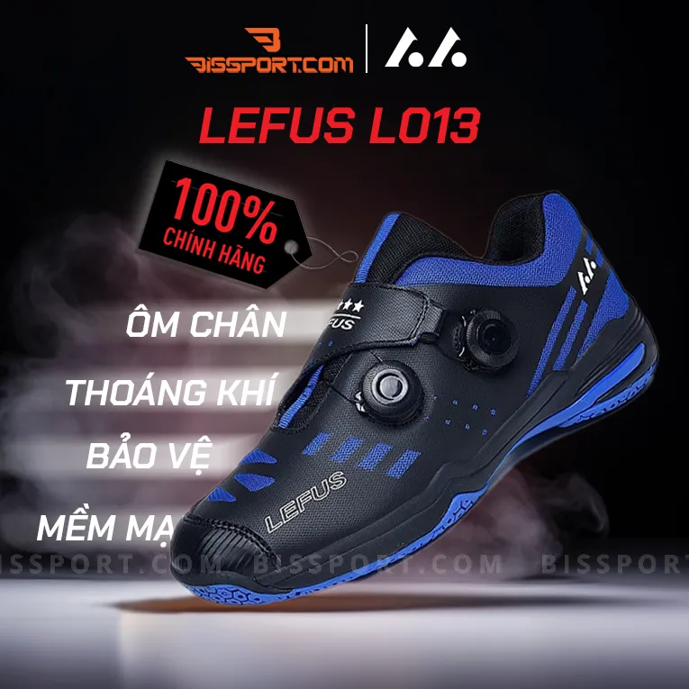 Giày Cầu Lông Bóng Chuyền Lefus Chính Hãng L013 Xanh Đen - Thiết Kế Nút Vặn, Giày Bám Sàn Tốt Và Giảm Chấn Thương