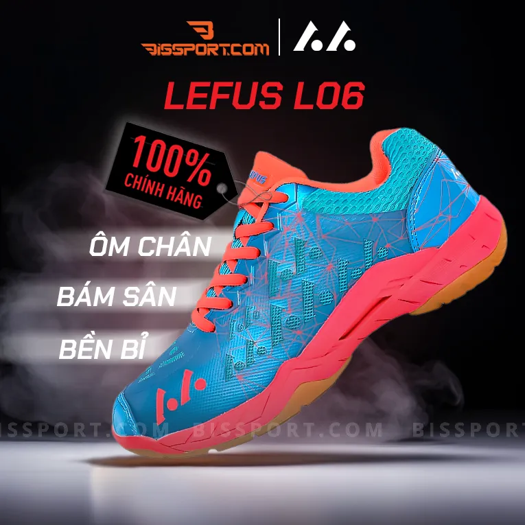 Giày Cầu Lông Bóng Chuyền Lefus Chính Hãng L06 Hồng Xanh - Màu Sắc Bắt Mắt, Thoáng Khí, Chống Mài Mòn Và Bám Sàn Tốt