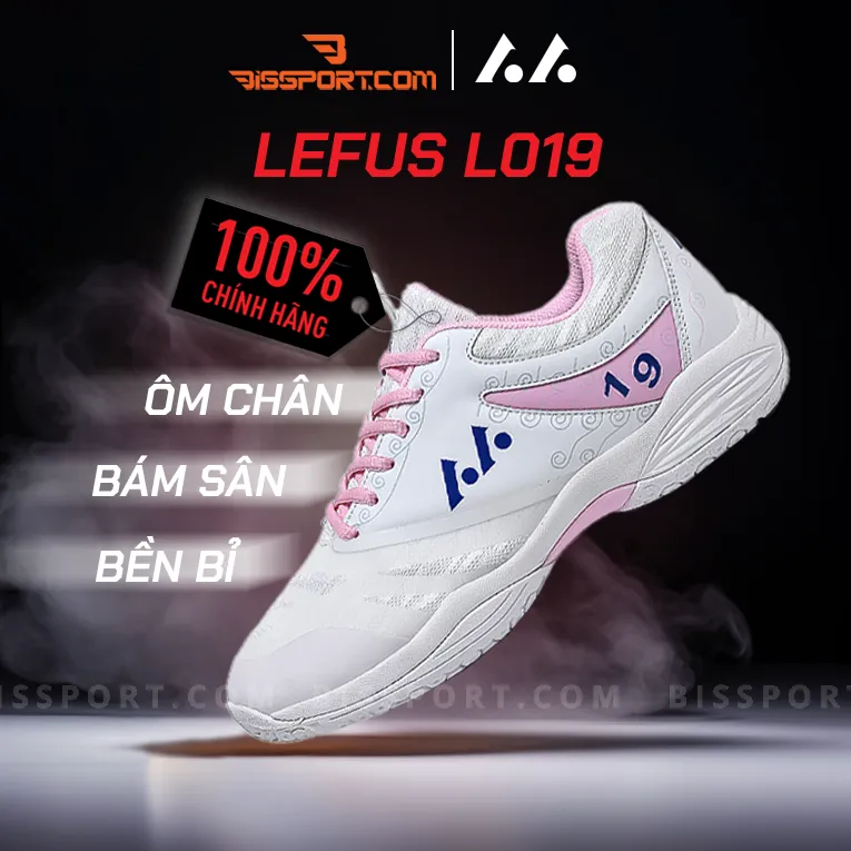 Giày Cầu Lông Bóng Chuyền Lefus Chính Hãng L019 Trắng Hồng - Thiết Kế Nhẹ Nhàng, Thoải Mái Sang Trọng