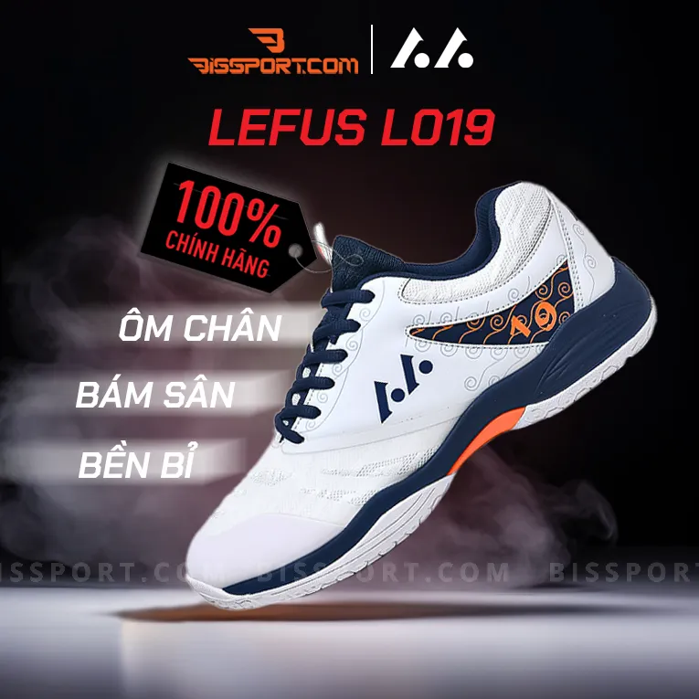 Giày Cầu Lông Bóng Chuyền Lefus Chính Hãng L019 Trắng Xanh - Thiết Kế Nhẹ Nhàng, Thoải Mái Sang Trọng