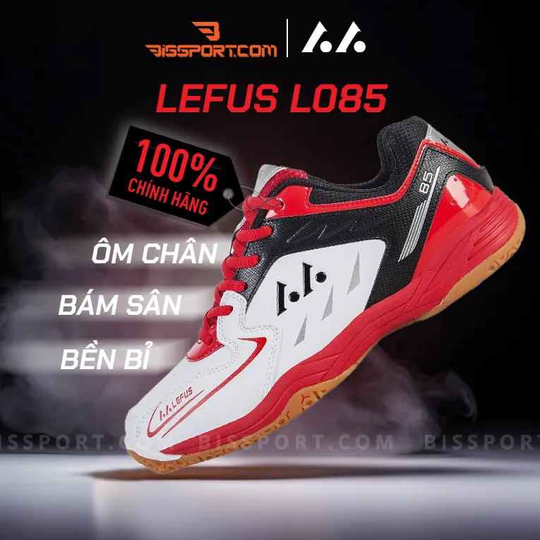 Giày Cầu Lông Bóng Chuyền Lefus L085 Trắng Đỏ Chính Hãng - Giày Có Màu Sắc Đơn Giản, Nhẹ Nhàng Và Lực Bám Chắc