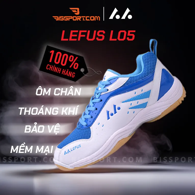 Giày Cầu Lông Lefus L05 Trắng Xanh Chính Hãng - Thiết Kế Hiện Đại, Trẻ Trung Mang Lại Cảm Giác Nhẹ Nhàng Và Thoải Mái