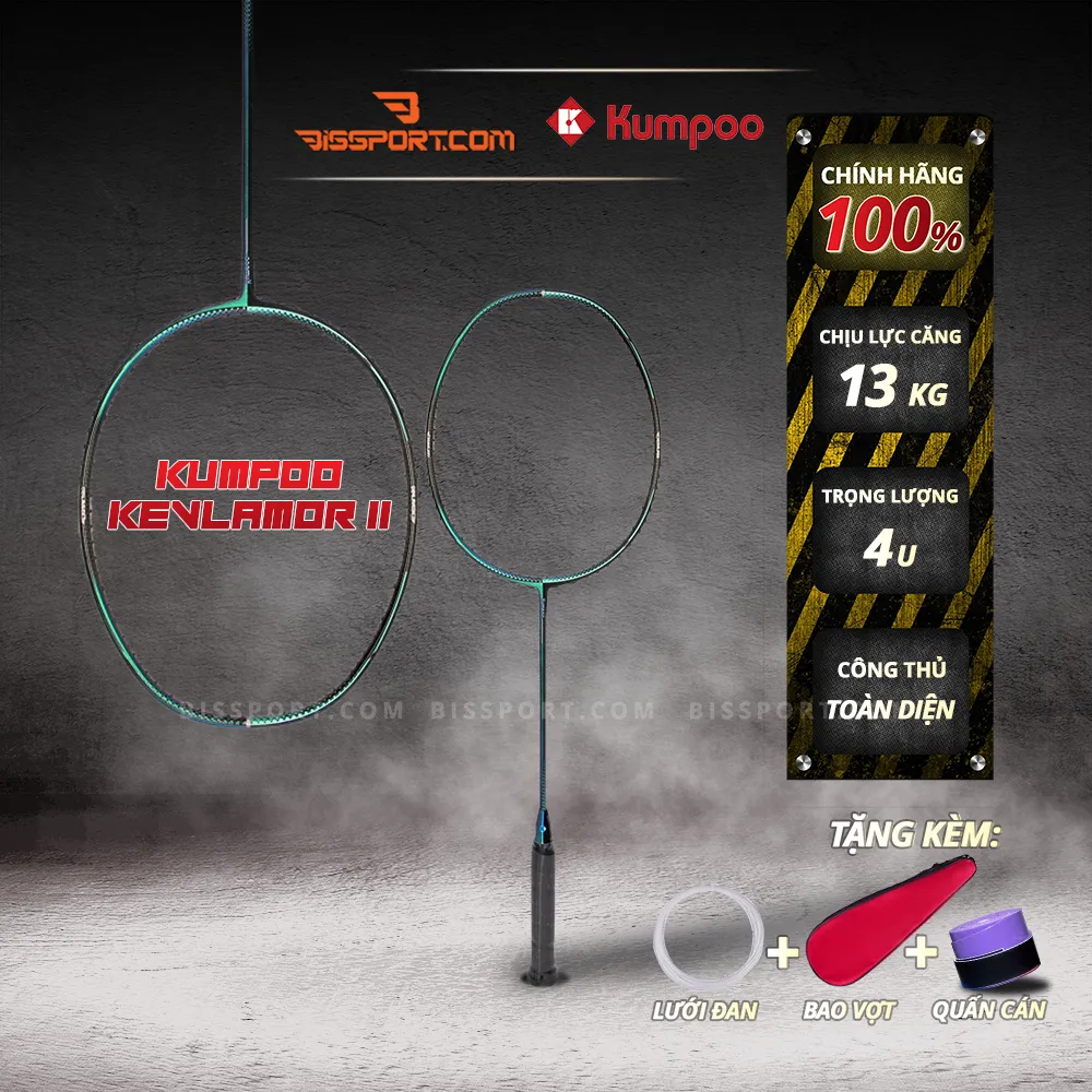 Vợt Cầu Lông Kumpoo Kevlamor 2 - Hàng Chính Hãng - Đập Căng, Căng 13kg , Được Chong Wei Khuyến Khích Sử Dụng