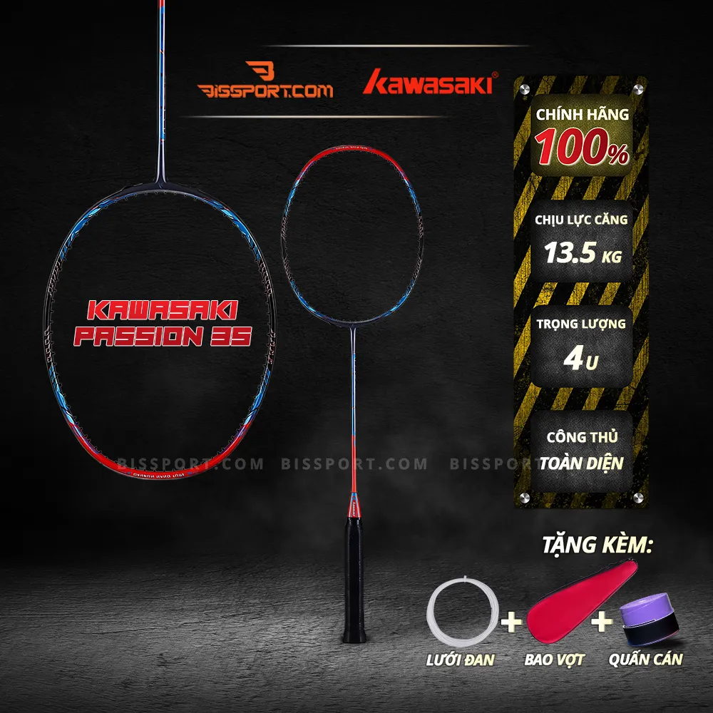 Vợt Cầu Lông Kawasaki Passion P35 Xanh Cam Chính Hãng - Vợt Thiên Về Lối Đánh Thiên Công