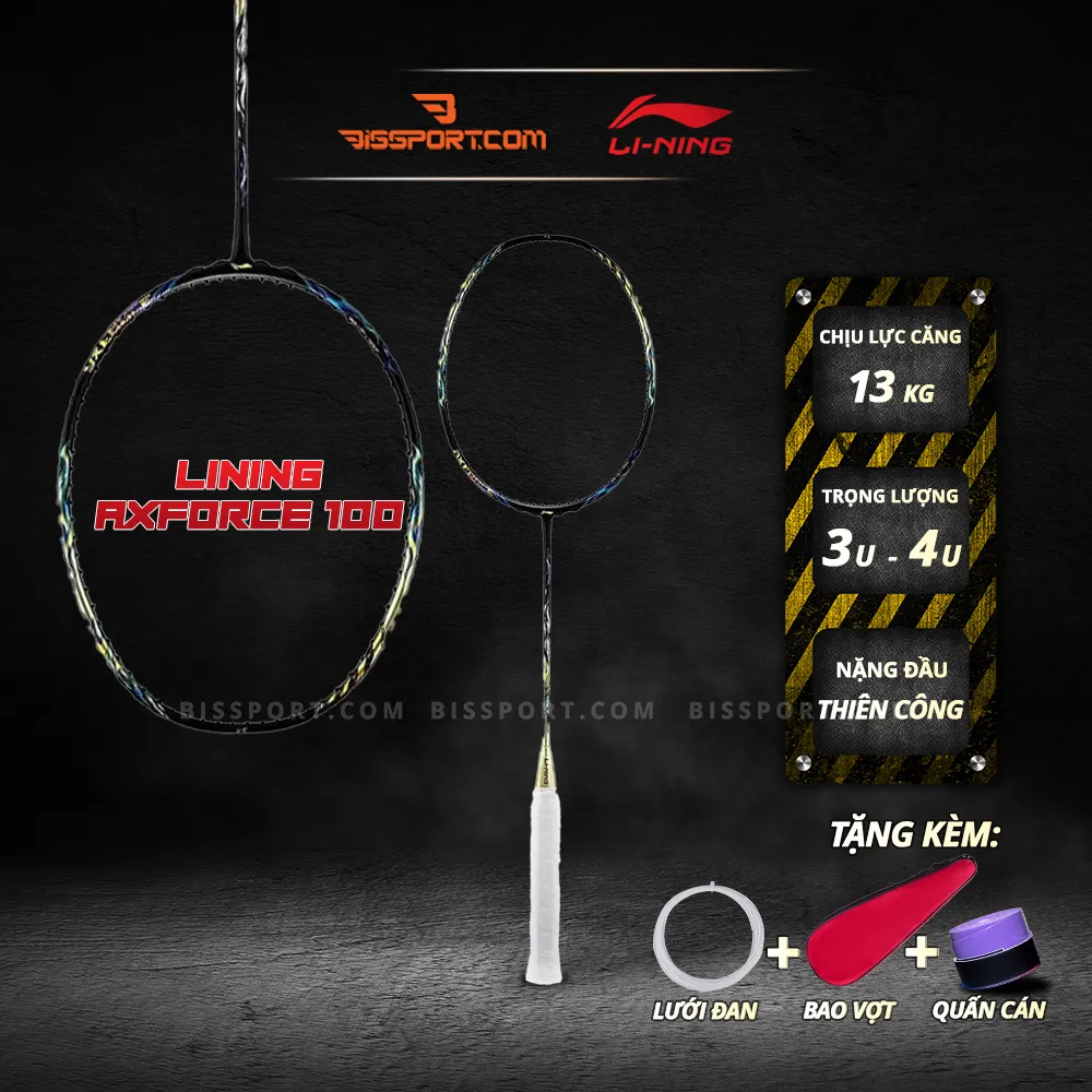 Vợt Cầu Lông Lining Axforce 100 Chính Hãng - Căng Tối Đa 13Kg - Vợt Nặng Đầu, Chống Xoắn Hiệu Quả, Đàn Hồi Cao