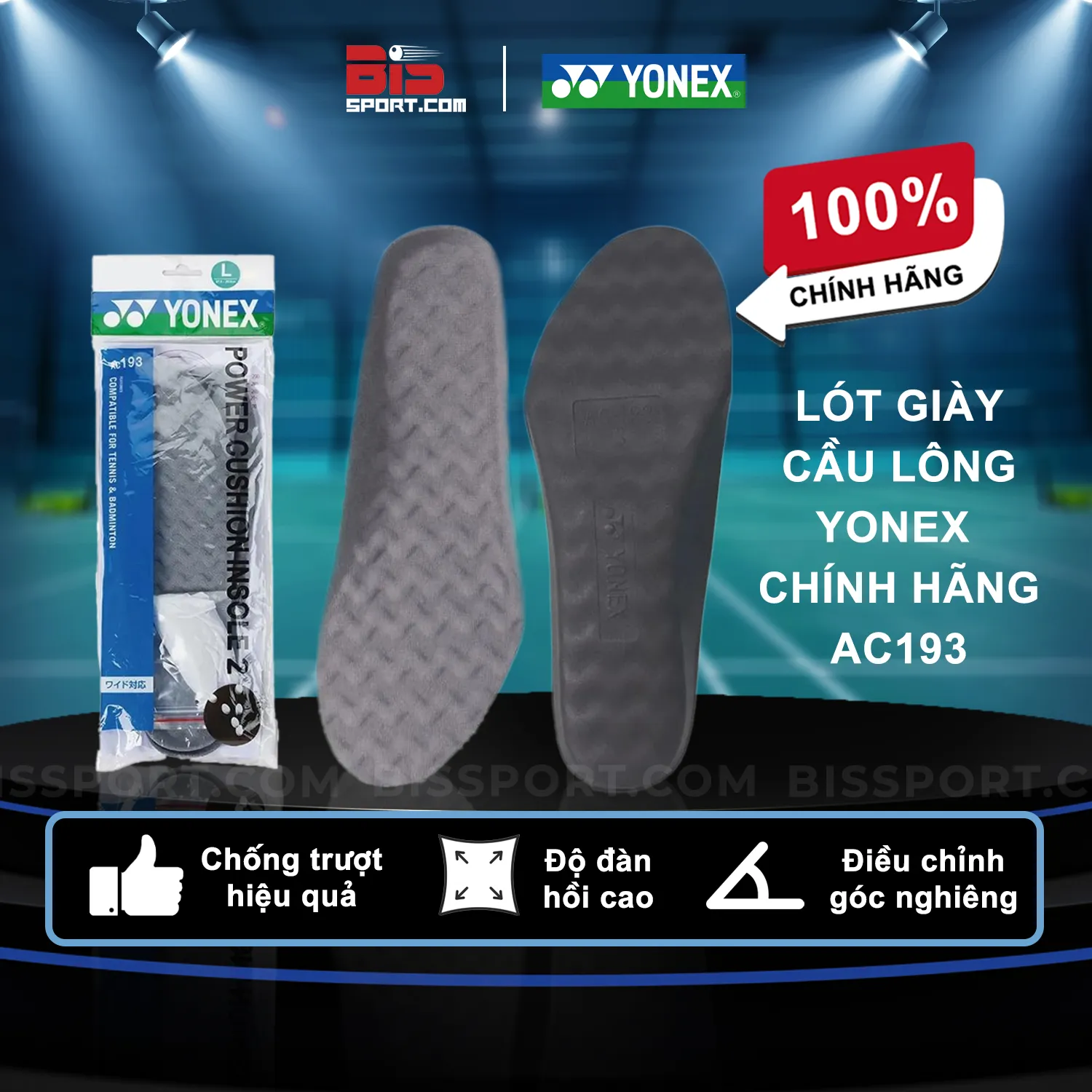 Lót Giày Cầu Lông Yonex AC193 Chính Hãng - Chống Trượt Tốt, Độ Đàn Hồi Cao, Thoáng Khí, Tản Mồ Hôi Hiệu Quả