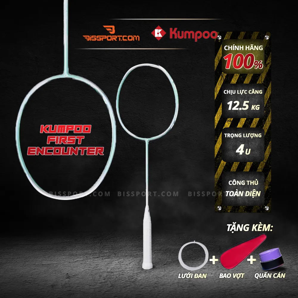 Vợt Cầu Lông Kumpoo First Encounter Chính Hãng - Màu Xanh Mint - Thiết Kế Năng Động - 4U - Cân Bằng