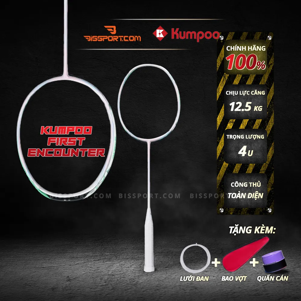 Vợt Cầu Lông Kumpoo First Encounter Chính Hãng - Màu Hồng - Thiết Kế Năng Động - 4U - Cân Bằng