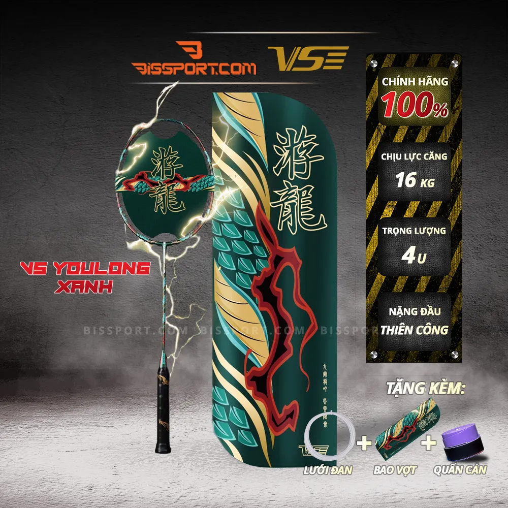 Vợt Cầu Lông VS YouLong Xanh Chính Hãng - Lối Đánh Thiên Công, Lực Đẩy Mạnh Mẽ Và Kiểm Soát Cầu Ổn Định