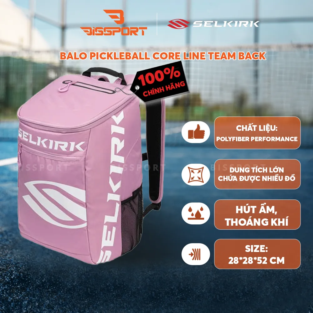 Balo Pickleball Selkirk Core Line Team Back Chính Hãng - Hồng Pastel - Chứa Được Nhiều Đồ - Hút Ẩm - Thóang Khí - Bền Bỉ