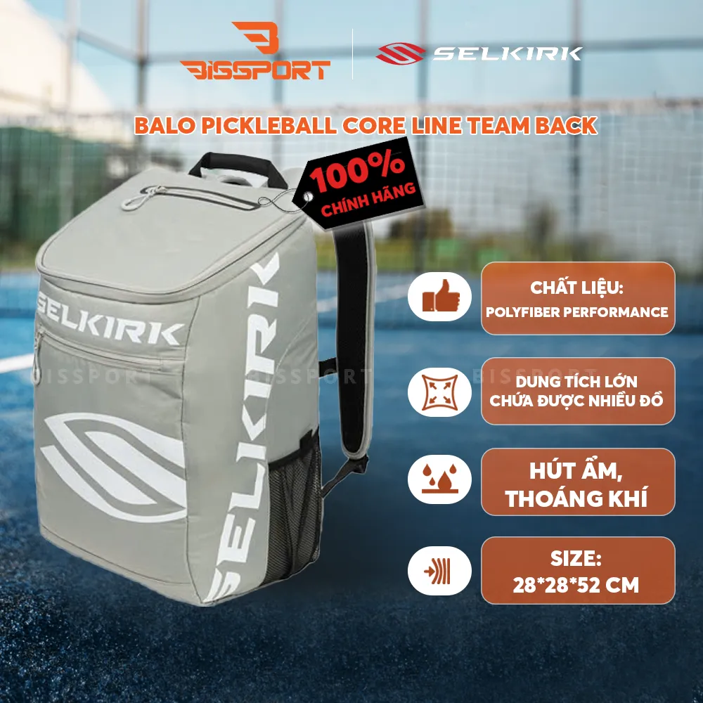 Balo Pickleball Selkirk Core Line Team Back Chính Hãng - Xám - Chứa Được Nhiều Đồ - Hút Ẩm - Thóang Khí - Bền Bỉ