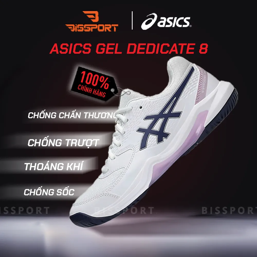 Giày Pickleball Asics Gel Dedicate 8 Trắng Hồng