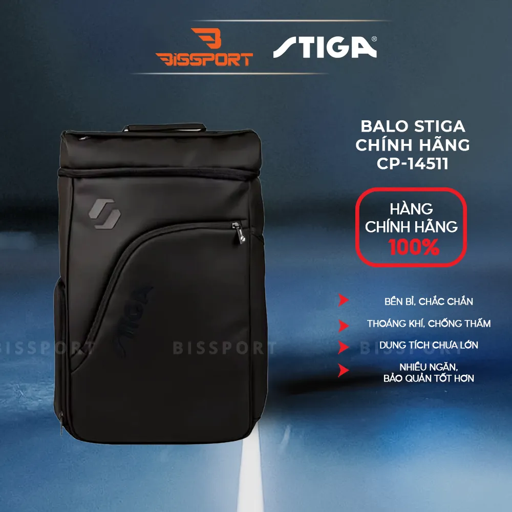 Balo Bóng Bàn Stiga CP-1451 Chính Hãng - Dung Tích Lớn - Có Ngăn Giày Riêng - Nhiều Ngăn Chứa - Bền Bỉ - Chắc Chắn