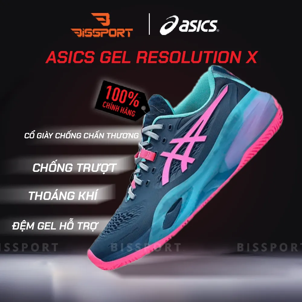 Giày Pickleball Asics Gel Resolution X Padel Hồng Xanh