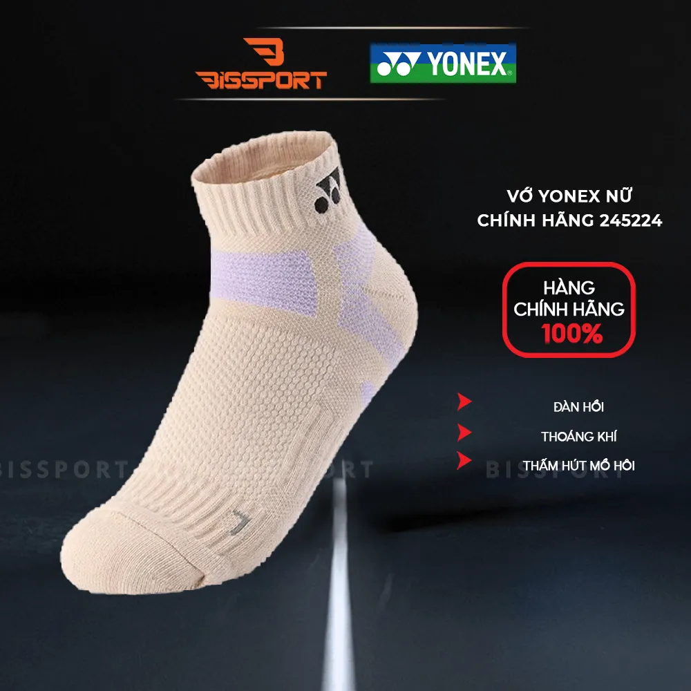 Vớ Cầu Lông Yonex 245224 Chính Hãng Cổ Ngắn Ngang Mắt Cá - Dày - Êm Ái - Thắm Hút - Thoáng Khí - Nhẹ - Ôm Form