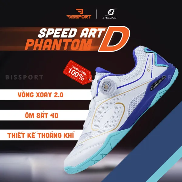 Giày Speed Art Phantom D Trắng Viền Tím