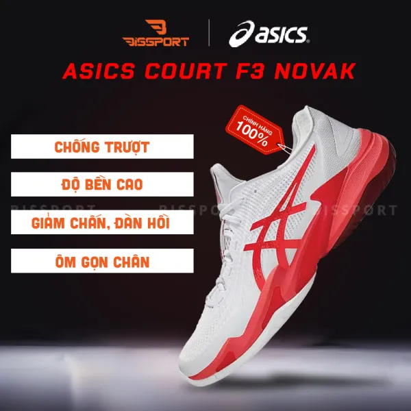 Giày Pickleball Asics Court FF 3 Novak Trắng Đỏ