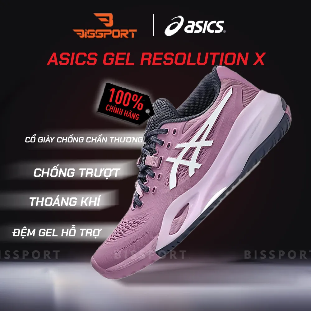 Giày Pickleball Asics Gel Resolution X Hồng Tím