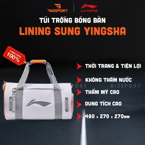 Túi Bóng Bàn Lining ABLT071 Trắng Cam Sun Yingsha Chính Hãng -  Chống Nước Ít - Trọng Lượng Nhẹ - Bền Bỉ - Tiện Lợi